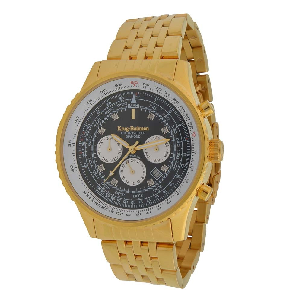 Mens Air Traveller Diamond Automatic Watch