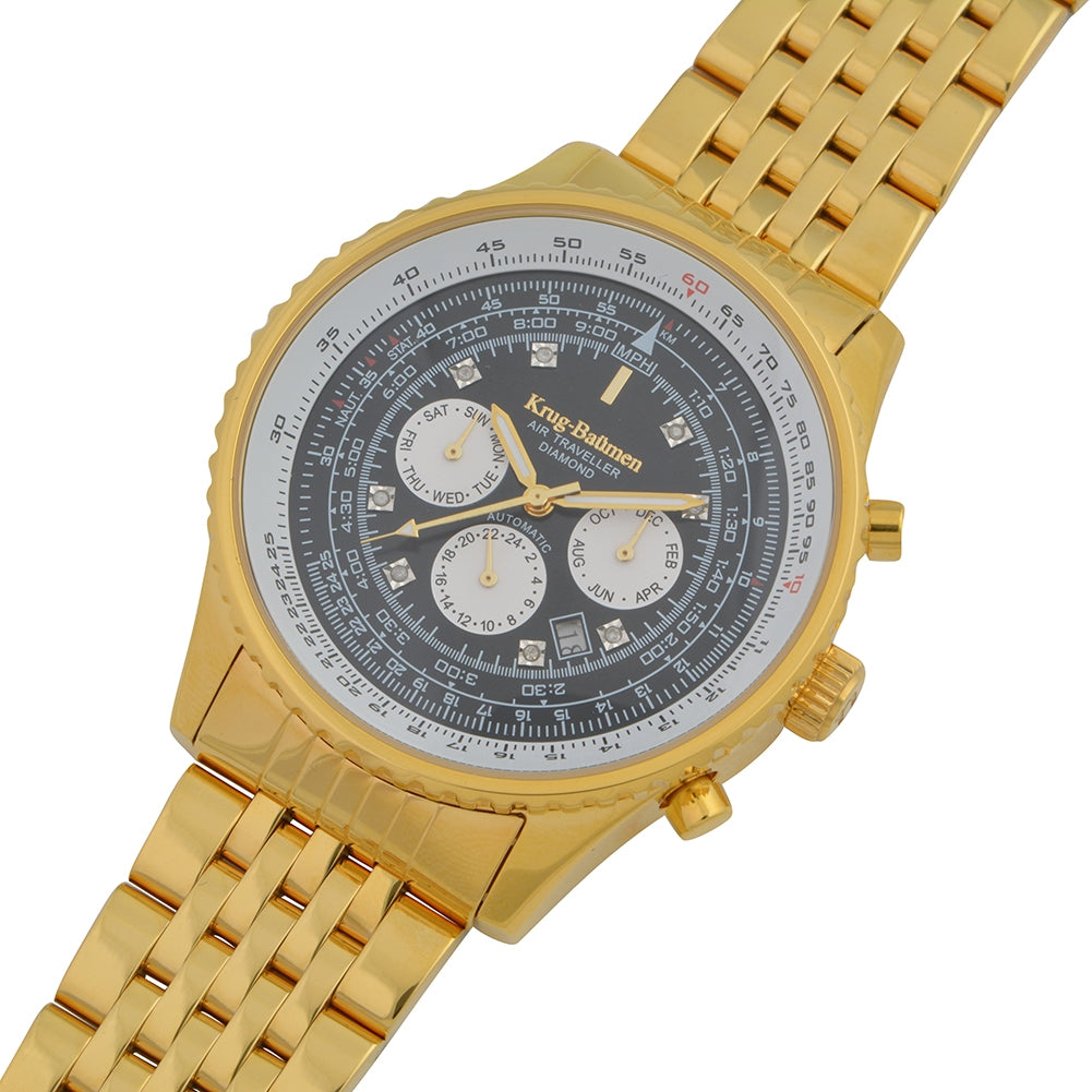 Mens Air Traveller Diamond Automatic Watch