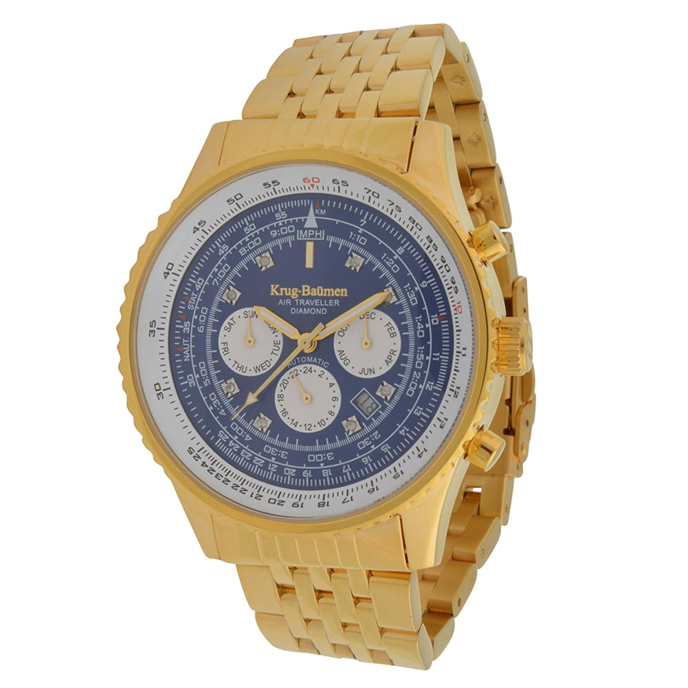 Mens Air Traveller Diamond Automatic Watch