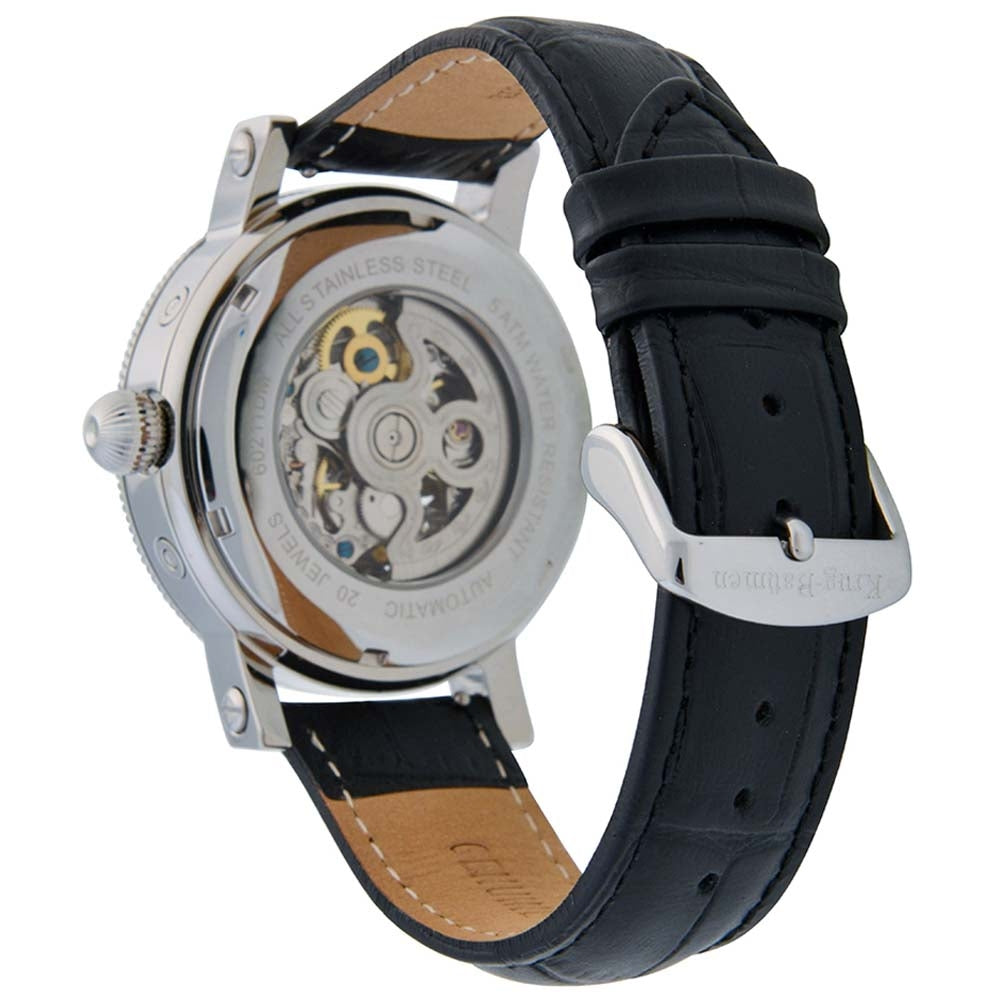 Mens Majestic Black Leather Strap Watch