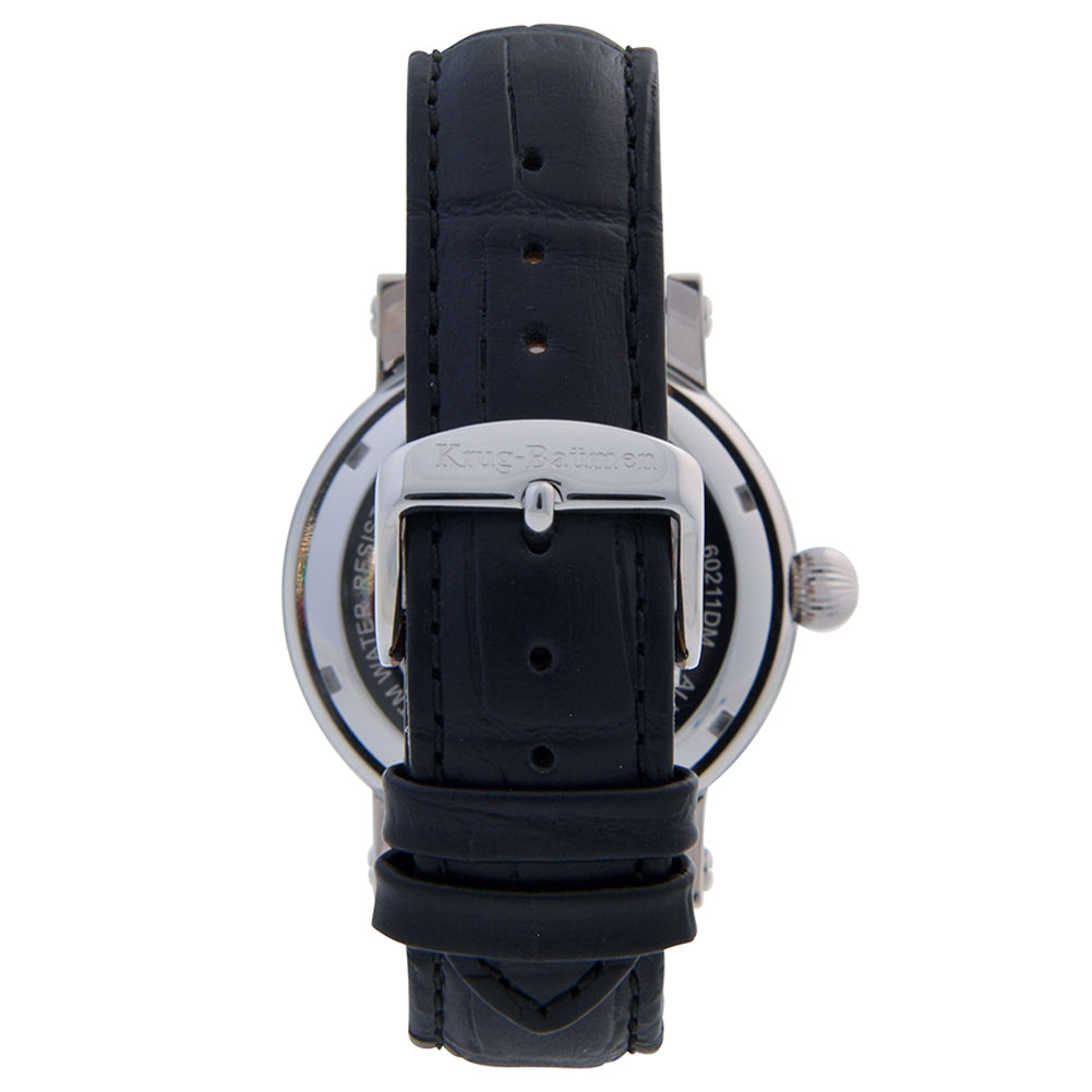 Mens Majestic Black Leather Strap Watch