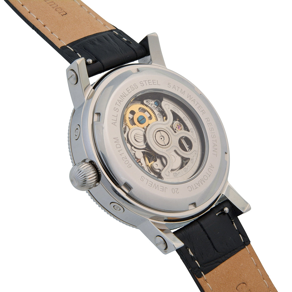 Mens Majestic Black Leather Strap Watch