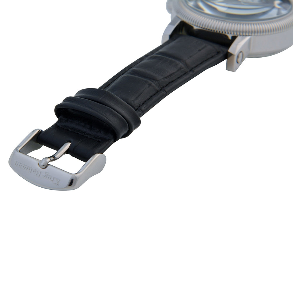 Mens Majestic Black Leather Strap Watch