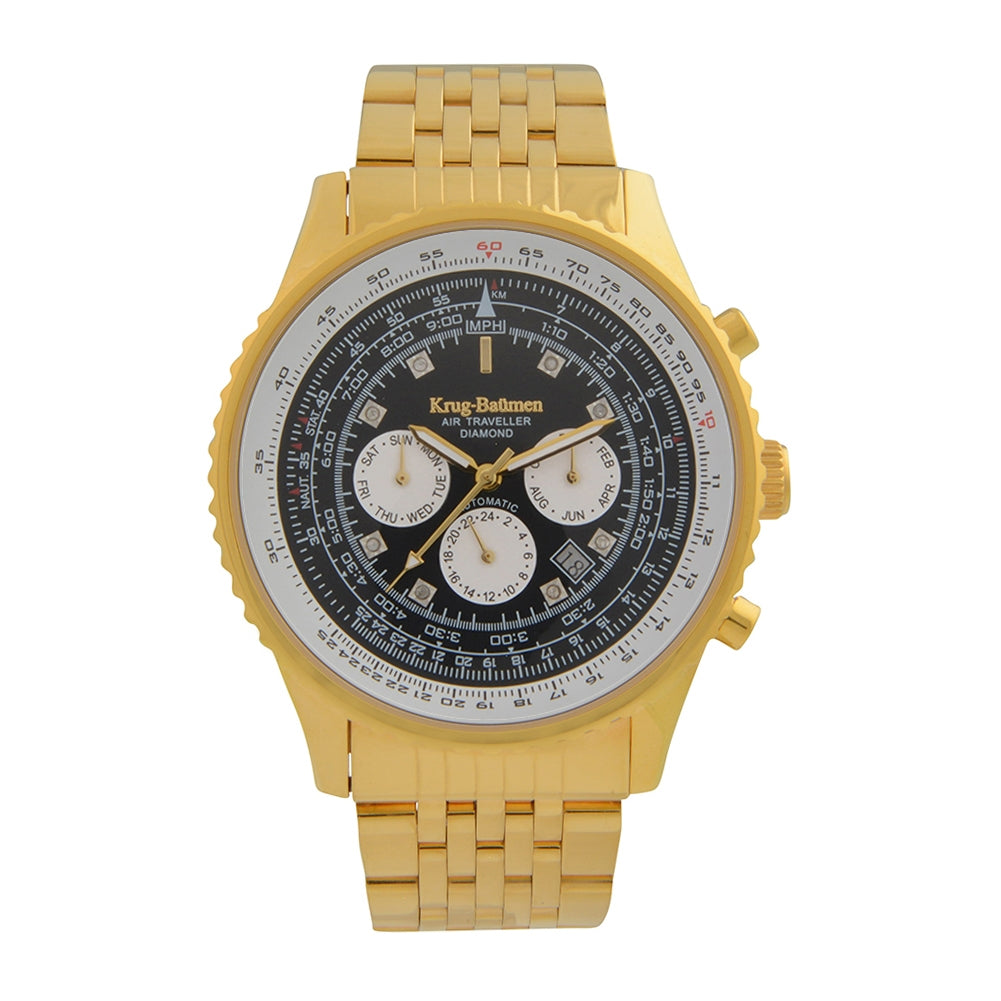 Mens Air Traveller Diamond Automatic Watch